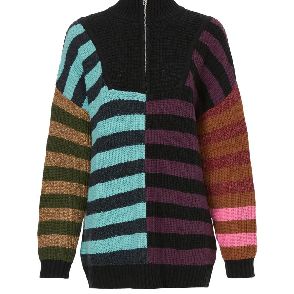 STAUD Color-block Mosaic Striped Hampton’s Women's Sweater